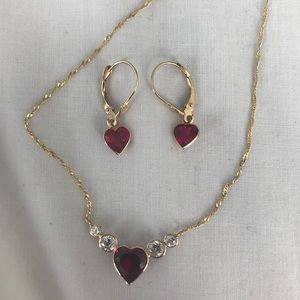 Ruby necklace and earring set